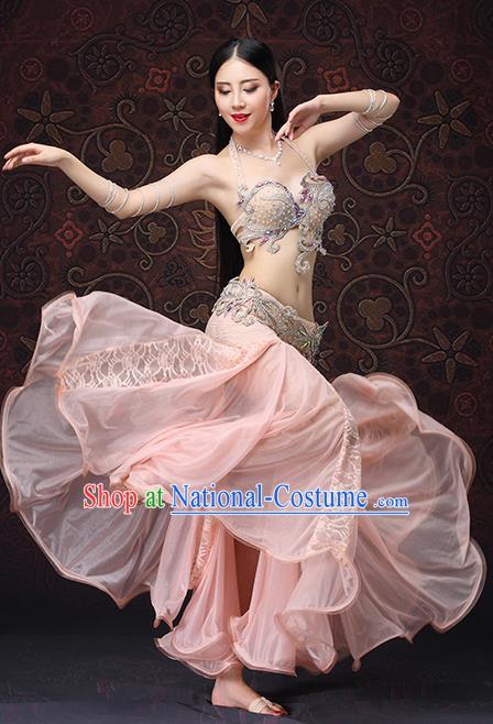 Asian Belly Dance Costumes Indian Raks Sharki Bra and Pink Lace Skirt Oriental Dance Sexy Uniforms