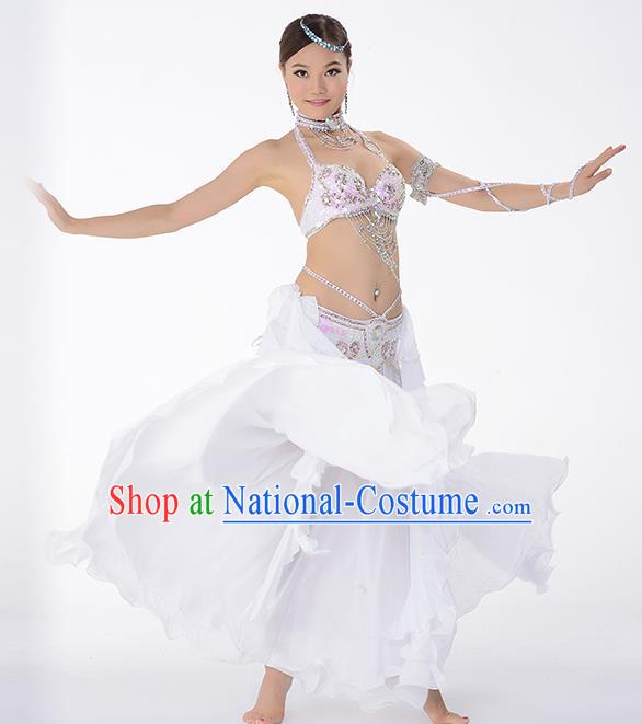 Traditional Asian Oriental Dance Raks Sharki Costume Indian Belly Dance White Bra and Skirt Uniforms