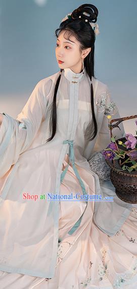 China Traditional Ming Dynasty Young Lady Clothing Ancient Patrician Woman Hanfu Dress Costumes