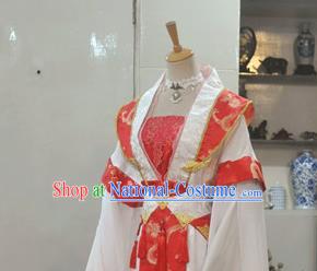 China Ancient Empress Red Hanfu Dress Traditional Cosplay Qin Dynasty Court Queen Clothing