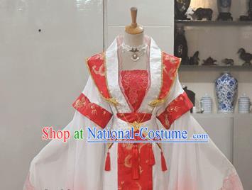 China Ancient Empress Red Hanfu Dress Traditional Cosplay Qin Dynasty Court Queen Clothing