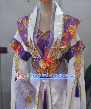 China Traditional Cosplay Tang Dynasty Empress Clothing Ancient Fairy Queen Purple Hanfu Dress