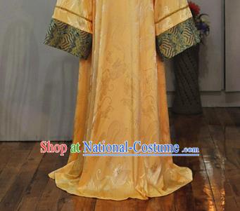 Chinese Ancient Monarch Hanfu Clothing Drama Cosplay Crown Prince Golden Apparels Han Dynasty King Garment Costumes