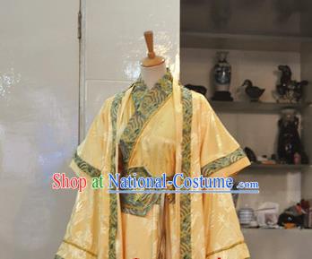 Chinese Ancient Monarch Hanfu Clothing Drama Cosplay Crown Prince Golden Apparels Han Dynasty King Garment Costumes