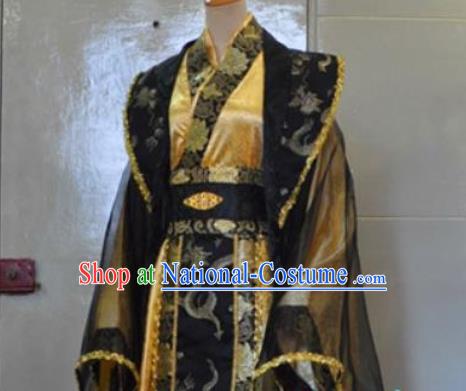 Chinese Drama Cosplay Nobility Childe Apparels Qin Dynasty Emperor Garment Costumes Ancient King Golden Hanfu Clothing