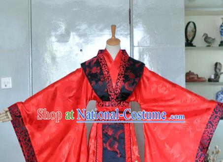 Chinese Zhou Dynasty Emperor Garment Costumes Ancient King Red Hanfu Clothing Drama Cosplay Prince Wedding Apparels