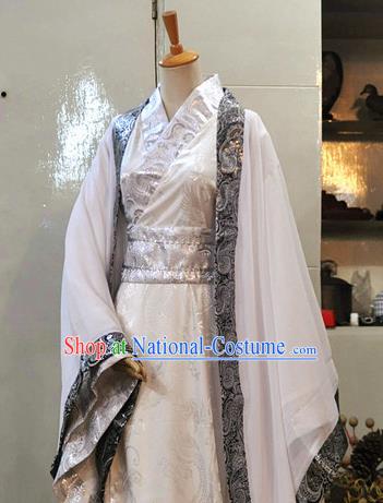 Chinese Drama Cosplay Prince White Apparels Jin Dynasty Noble Childe Garment Costumes Ancient Scholar Hanfu Clothing