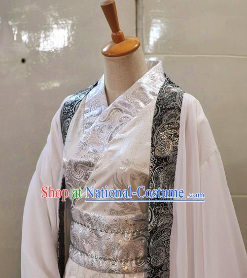 Chinese Drama Cosplay Prince White Apparels Jin Dynasty Noble Childe Garment Costumes Ancient Scholar Hanfu Clothing