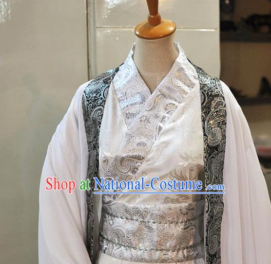 Chinese Drama Cosplay Prince White Apparels Jin Dynasty Noble Childe Garment Costumes Ancient Scholar Hanfu Clothing