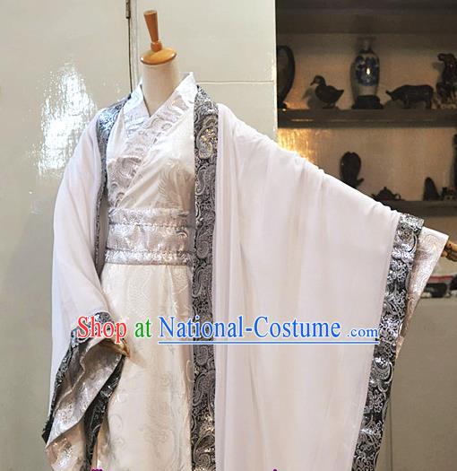 Chinese Drama Cosplay Prince White Apparels Jin Dynasty Noble Childe Garment Costumes Ancient Scholar Hanfu Clothing