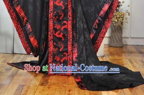 Chinese Ancient Emperor Black Hanfu Clothing Drama Cosplay Royal Highness Apparels Qin Dynasty King Garment Costumes