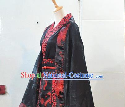 Chinese Ancient Emperor Black Hanfu Clothing Drama Cosplay Royal Highness Apparels Qin Dynasty King Garment Costumes