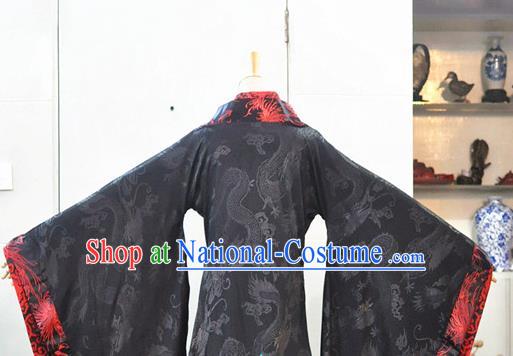 Chinese Ancient Emperor Black Hanfu Clothing Drama Cosplay Royal Highness Apparels Qin Dynasty King Garment Costumes