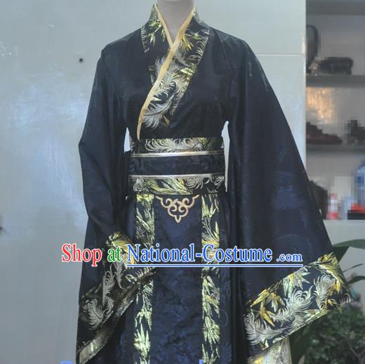 Chinese Drama Cosplay Emperor Black Apparels Zhou Dynasty King Garment Costumes Ancient Royal Highness Hanfu Clothing