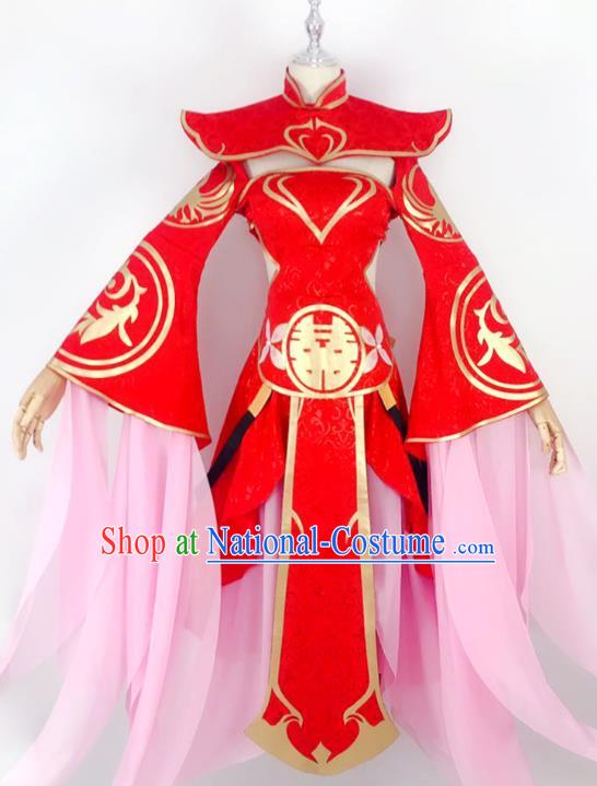 China Traditional Cosplay Goddess Wedding Clothing Ancient Fairy Princess Red Hanfu Dress