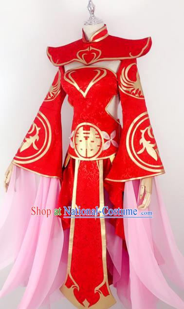 China Traditional Cosplay Goddess Wedding Clothing Ancient Fairy Princess Red Hanfu Dress