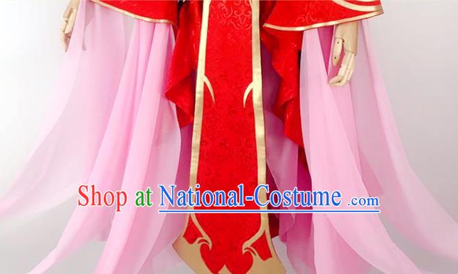 China Traditional Cosplay Goddess Wedding Clothing Ancient Fairy Princess Red Hanfu Dress