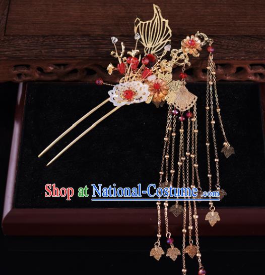 Chinese Classical Xiuhe Suit Shell Hair Crown and Hairpins Traditional Wedding Hair Accessories