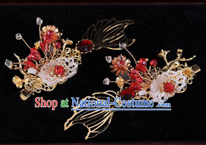 Chinese Classical Xiuhe Suit Shell Hair Crown and Hairpins Traditional Wedding Hair Accessories