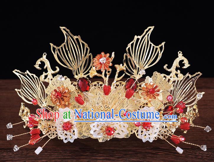 Chinese Classical Xiuhe Suit Shell Hair Crown and Hairpins Traditional Wedding Hair Accessories