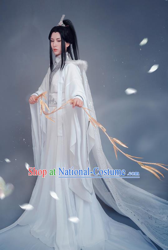 Chinese Cosplay Childe Chu Wanning Apparels Jin Dynasty Swordsman Garment Costumes Ancient Prince White Clothing