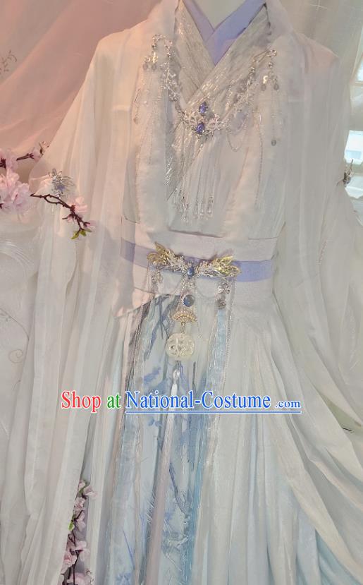 Chinese Ancient Prince Chu Wanning Clothing Cosplay Childe White Apparels Jin Dynasty Swordsman Garment Costumes