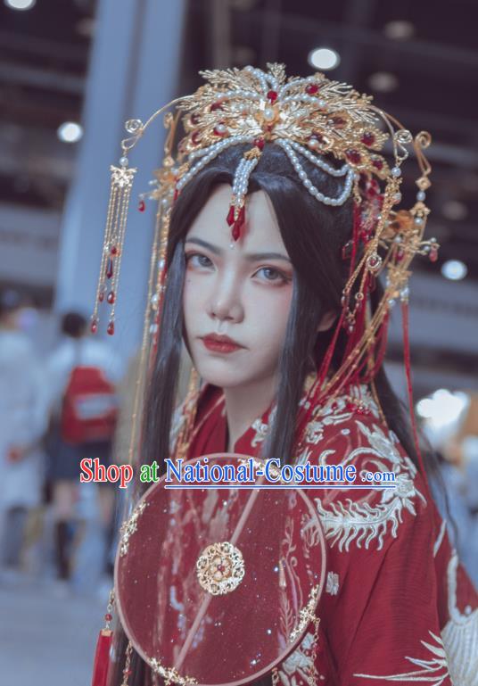 Chinese Traditional Jin Dynasty Princess Phoenix Coronet Headwear Ancient Swordswoman Wedding Hair Accessories