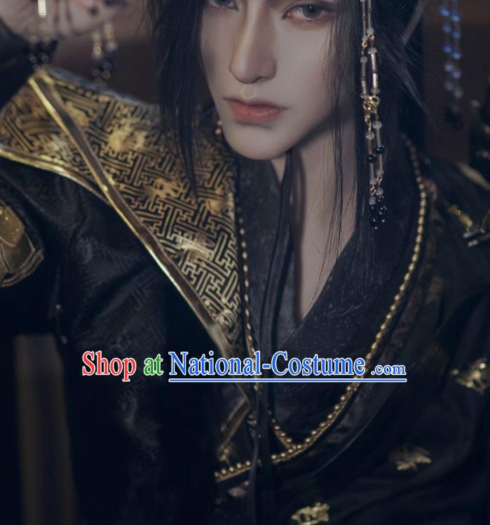 Chinese Qin Dynasty King Garment Costumes Ancient Emperor Clothing Cosplay Royal Highness Black Apparels