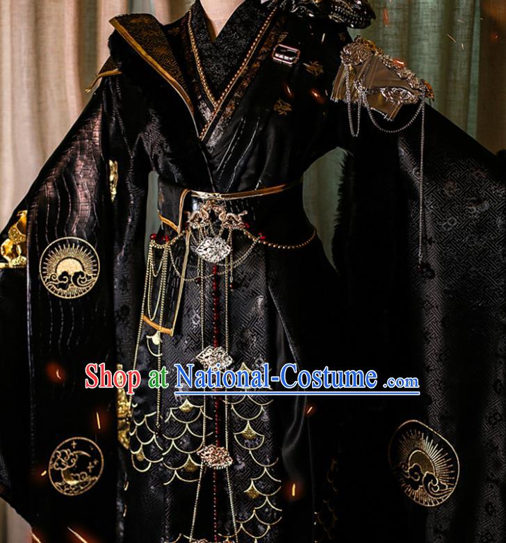 Chinese Qin Dynasty King Garment Costumes Ancient Emperor Clothing Cosplay Royal Highness Black Apparels