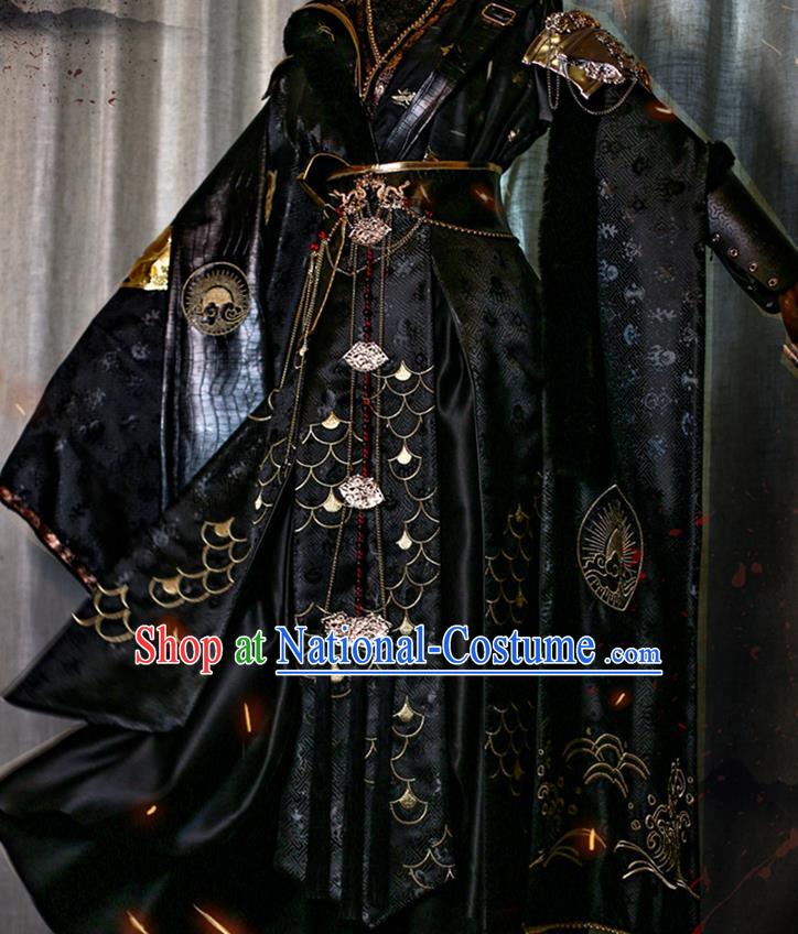 Chinese Qin Dynasty King Garment Costumes Ancient Emperor Clothing Cosplay Royal Highness Black Apparels