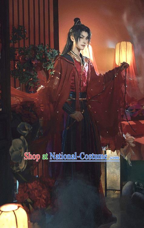 Chinese Cosplay Swordsman Mo Ran Wedding Apparels Noble Childe Garment Costumes Ancient Knight Red Clothing