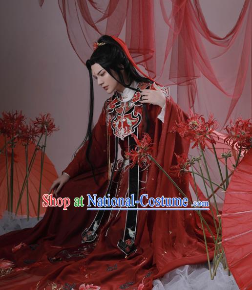 Chinese Ancient Knight Red Clothing Cosplay Swordsman Chu Wanning Wedding Apparels Noble Childe Garment Costumes