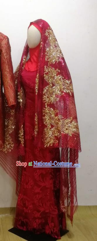 Asian India Bride Garment Indian Traditional Wedding Red Dress Pakistan Woman Clothing