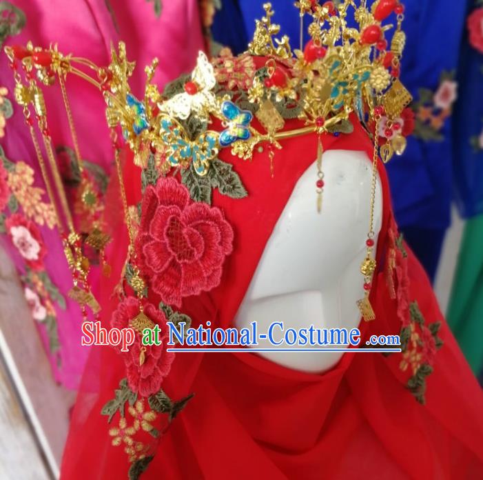 Chinese Traditional Hui Nationality Wedding Hair Accessories Ethnic Bride Golden Hair Crown