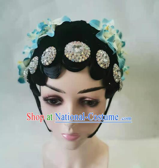 Chinese Traditional Stage Performance Wigs Hair Accessories Beijing Opera Headwear Classical Dance Headdress