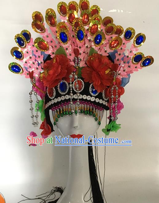 Chinese Classical Dance Headdress Traditional Peking Opera Diva Pearls Hair Crown Stage Performance Phoenix Coronet