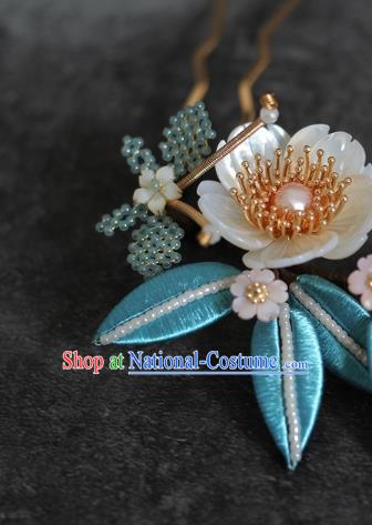 China Ancient Princess Shell Flower Hairpin Ming Dynasty Palace Lady Hair Stick Traditional Hanfu Hair Accessories