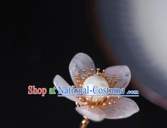 China Traditional Hanfu Headdress Ancient Princess Rose Quartz Hairpin Song Dynasty Young Lady Hair Stick