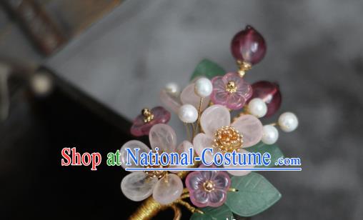 China Traditional Hanfu Headpiece Ancient Princess Hairpin Ming Dynasty Young Lady Plum Blossom Hair Stick