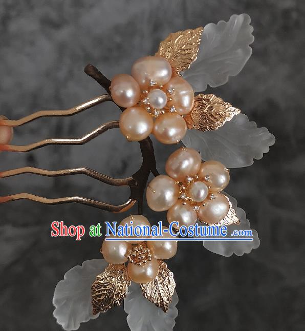 China Traditional Hanfu Hair Accessories Ancient Princess Hairpin Ming Dynasty Pearls Hair Comb