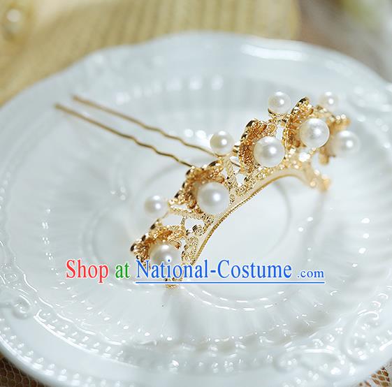 China Handmade Traditional Hanfu Hair Accessories Ancient Princess Pearls Hairpin Ming Dynasty Court Lady Golden Hair Stick