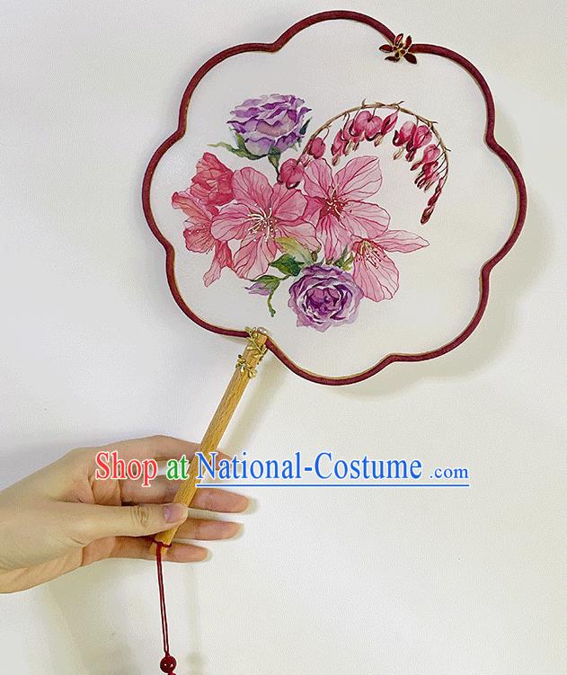 Chinese Classical Dance Palace Fan Hand Painting Fans Bride Fan Traditional Wedding Fan