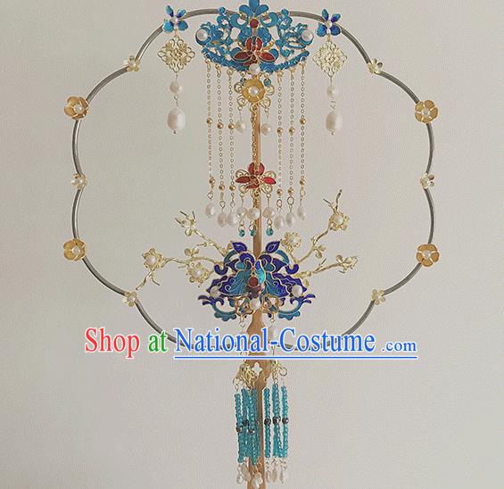 Chinese Bride Fan Traditional Wedding Prop Fan Classical Dance Palace Fan Handmade Cloisonne Butterfly Fans