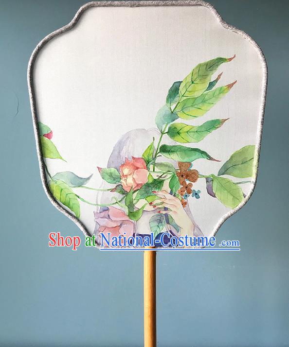 Chinese Traditional Wedding Fan Classical Dance Palace Fan Hand Painting Fans Bride Silk Fan