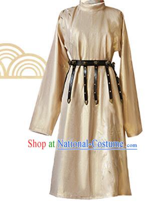 China Ancient Female Swordsman Hanfu Garments Traditional Tang Dynasty Historical Clothing Embroidered Round Collar Robe for Women