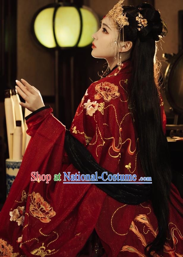 China Traditional Wedding Garments Tang Dynasty Historical Clothing Ancient Palace Princess Red Hanfu Dress for Women