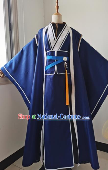 China Traditional Song Dynasty Blue Hanfu Dress Cosplay Swordswoman Clothing Ancient Taoist Nun Garments