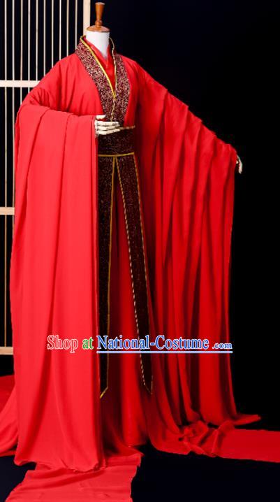 Chinese Ancient Taoist Priest Garment Costumes Cosplay Swordsman Lan Wangji Red Hanfu Clothing Traditional Jin Dynasty Prince Apparels