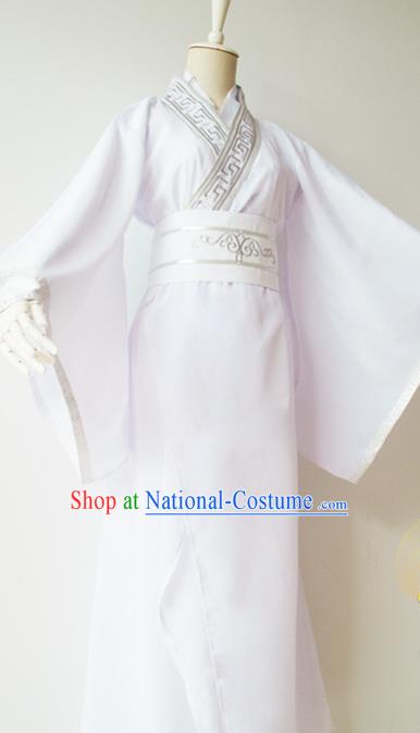 Chinese Ancient Scholar Garment Costumes Cosplay Swordsman White Hanfu Clothing Traditional Han Dynasty Childe Xia Sini Apparels