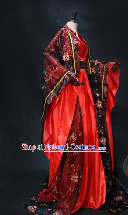 Chinese Traditional Jin Dynasty Wedding Apparels Ancient Emperor Garment Costumes Cosplay King Red Hanfu Clothing